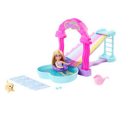 Barbie Chelsea Coffret de Jeu Glissade D’Eau Arc-en-Ciel