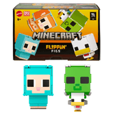 Minecraft Flippin’ Figs Sheep & Chicken Figures 2-Pack, 2-In-1 Fidget Play & Pixelated Design