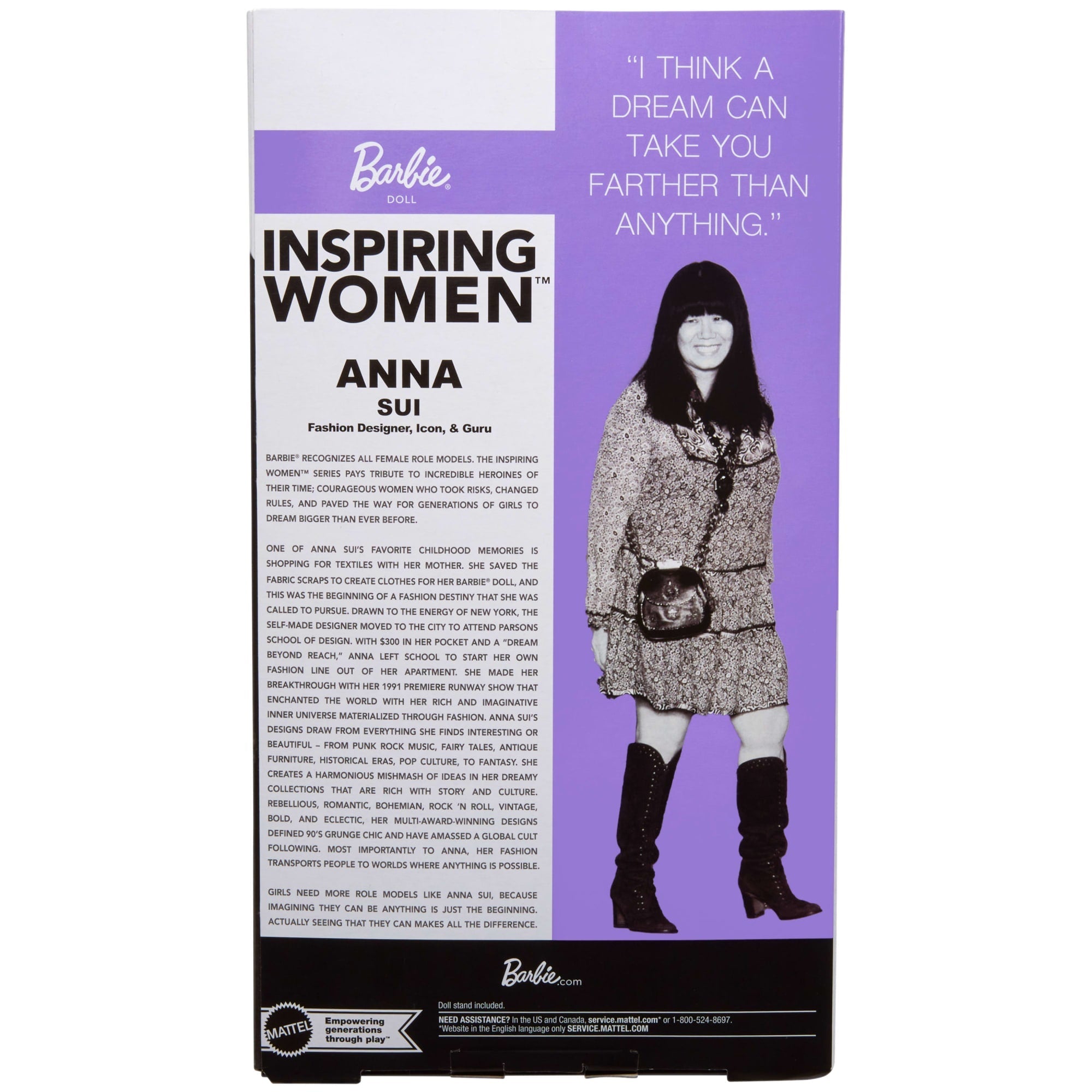 Barbie Inspiring Women Doll, Anna Sui Collectible in Black Dress With Sunglasses & Perfume Accessories