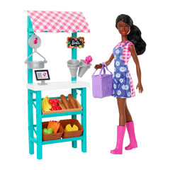 Barbie Farmers Market, Doll (Brunette), Stand, Register & More, 3 & Up