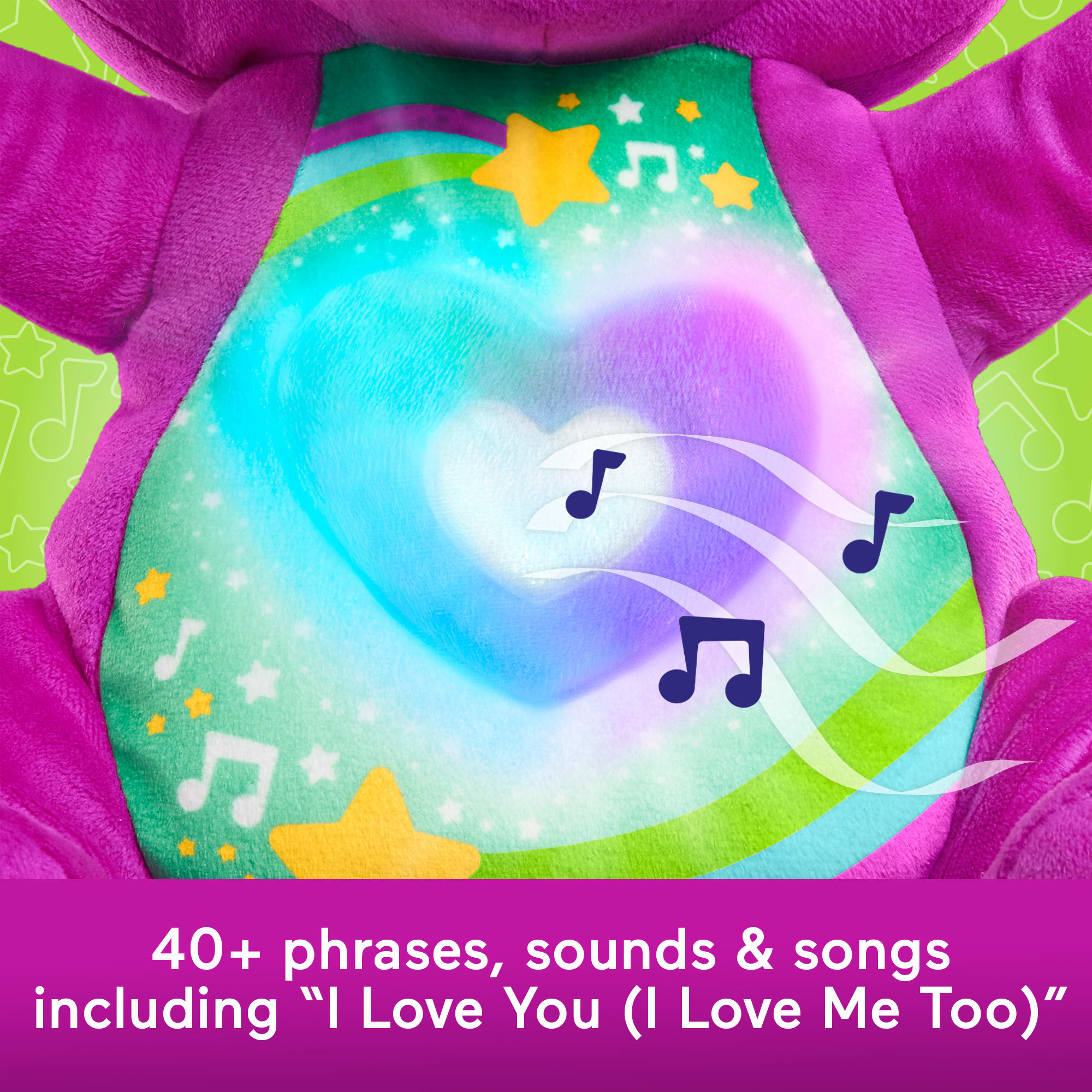 Fisher-Price Barney's World Heart Glow Barney Plush Toy With Music & Lights For Toddlers & Kids