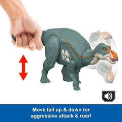 Jurassic World Rebirth Wild Roar Maiasaura Dinosaur Toy, Tail Controlled Attack Chomp & Sound
