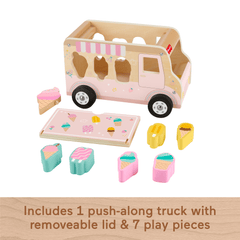 Fisher-Price Wooden Ice Cream Shape Sorter Set For Toddlers & Kids, 9 Wood Pieces