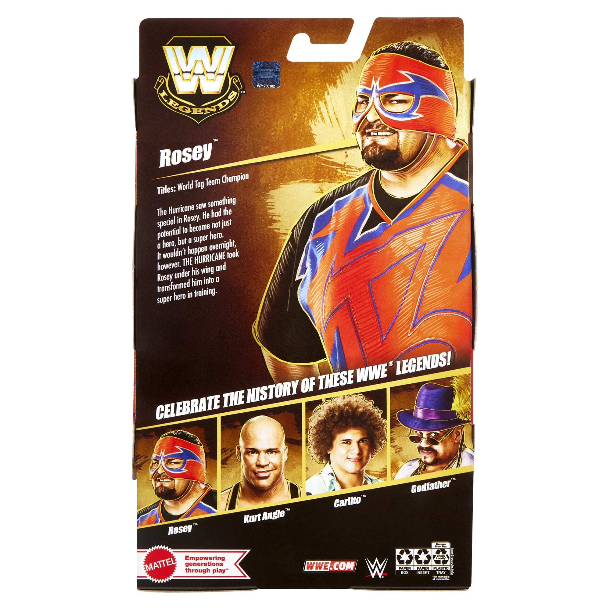 WWE Elite Legends Rosey Action Figure & Accessories, Series 26 Collectible Set, 6-inch