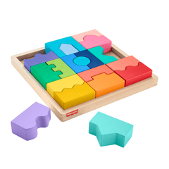 Fisher-Price Wooden interlocking Blocks Puzzle For Toddlers & Kids, 20 Wood Pieces