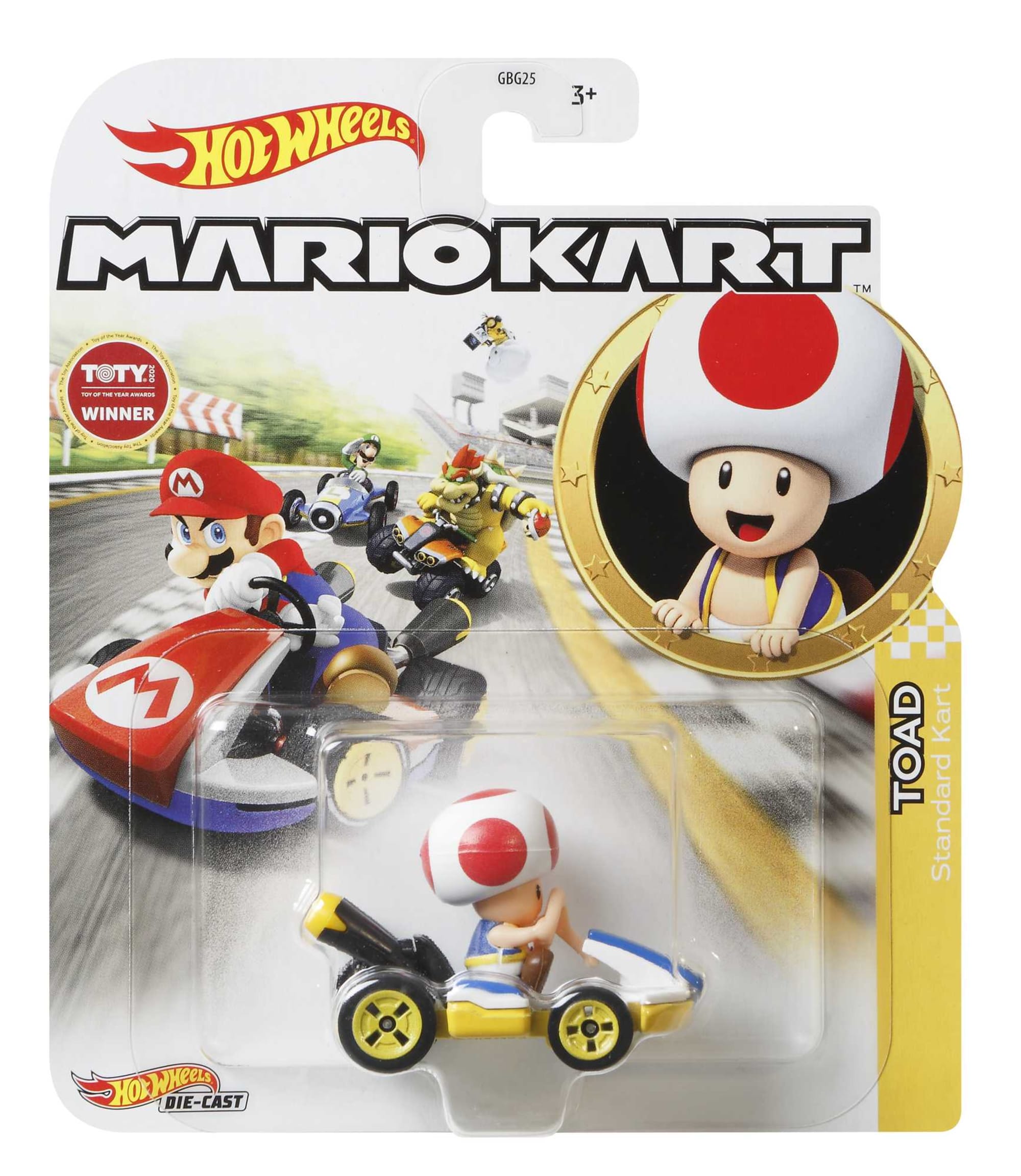 Hot Wheels Mario Kart Vehículo de Juguete Toad Estándar Kart