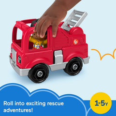 Fisher-Price Little People Toy Firetruck & Firefighter Figure Set For Toddlers, 2 Pieces